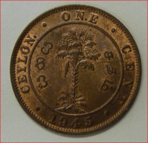 Ceylon 1 cent 1945